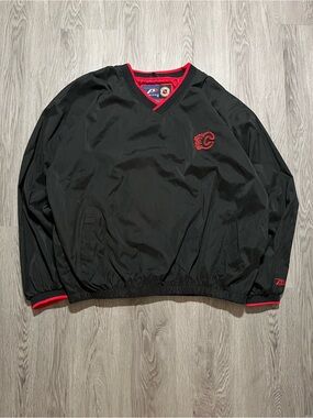 90s Pro Player Calgary flames NHL hockey windbreaker pullover men’s XXL